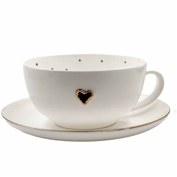 Puodelis su lekštute Širdelė